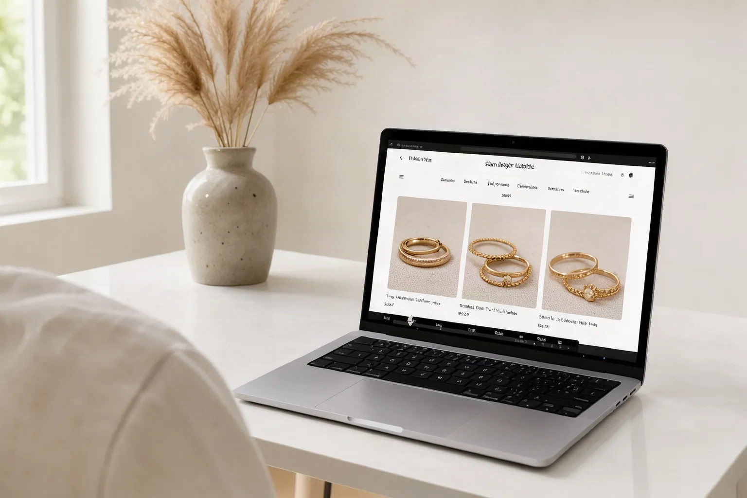 Création de site web pour la bijouterie sur un ordinateur portable